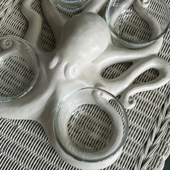 Pottery Barn White Octopus 🐙 Serving Condiment Set SO NEAT! - Picture 3 of 9